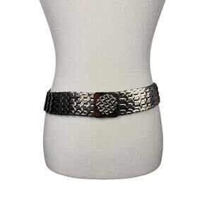 Vintage Silvertone Stretch Scale Belt Celtic Knot Buckle Ren Faire
 Statement